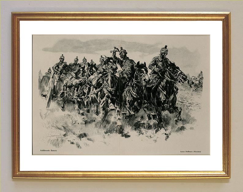 Jugend Batterie original Lithographie Hoffmann 1914  14