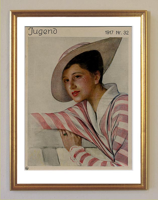 Jugend 1917 Nr 32 Titelbild original Litho im Rahmen 11