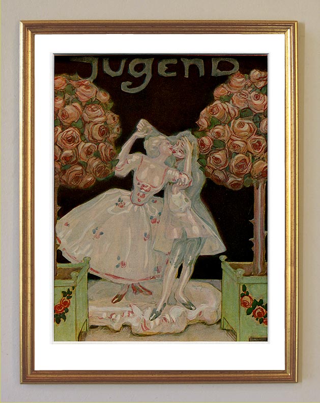 Jugend 1912 Nr. 15 Titelbild original Litho im Rahmen 9