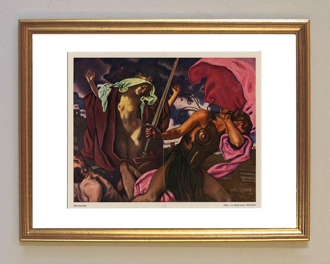 Barmherzigkeit 1916 Jugend original Litho Goldrahmen 24