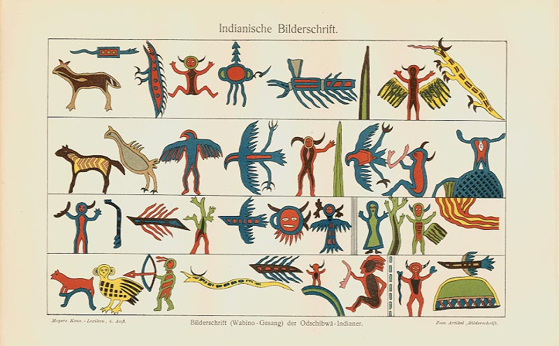 Bilderschrift Indianische Totem Ixz Originale 100 J.