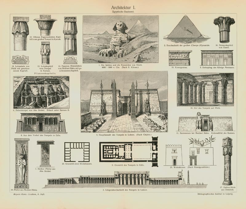 Architektur - �gypten Afrika Asien Orig Stahlstiche Axz