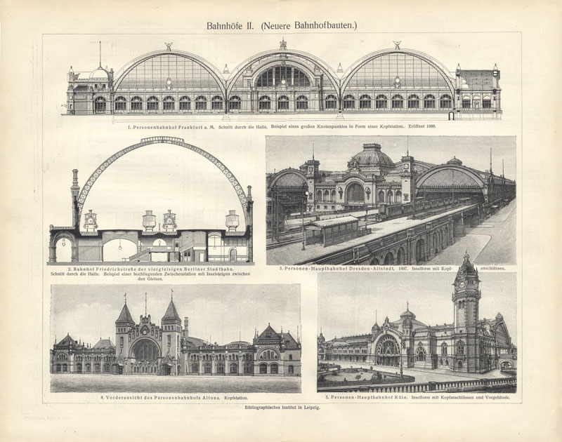 Bahnhof Zug Bahn K�ln Frankfurt original Holzstich Axz