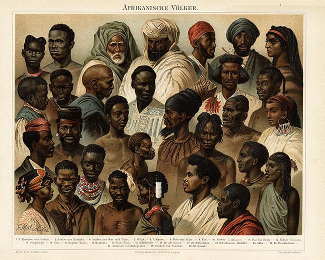 Afrika V�lker Kultur Tafel Berber Nubier Zulu Chromo xz