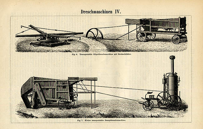 Text von 1902 BBB Heuerntemaschinen Aufzug Rechen 2 Originale Tafeln 16x25cm